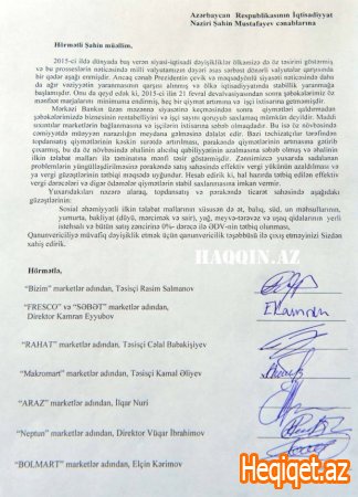 Azərbaycanın ən iri supermarketlərinin rəhbərləri nazirə müraciət etdi: “Batırıq…”