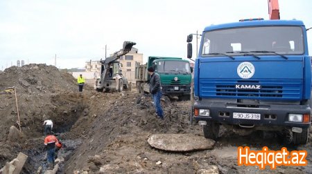 “Böyük Şor" yol qovşağının yaxınlığında yeni yağış-kanalizasiya xətti çəkilir