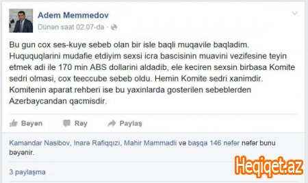 170 min dolları mənimsəyən vəzifəli şəxs məlum oldu