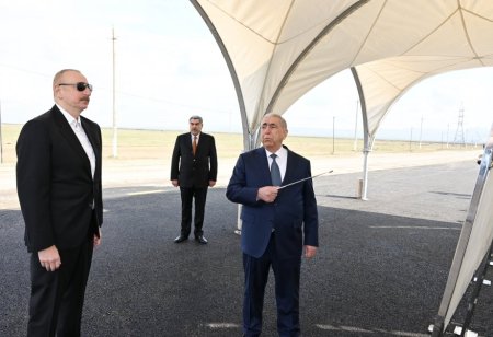 Prezident İlham Əliyev Hacıqabul rayonunda avtomobil yolunun açılışında iştirak edib